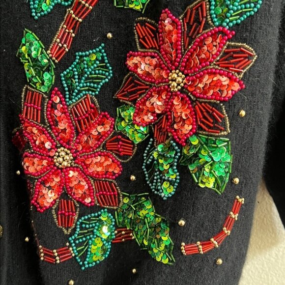 MARISA CHRISTINA CLASSIC Christmas Collection Embellished Cardigan Sweater 1994 - Picture 10 of 12